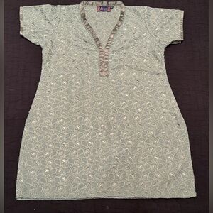 Mint Green Paisley Dress fully Embroidered